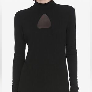 NWT Hot Topic Size 3X Black Planchette Cutout Mock Neck Long-Sleeve Top